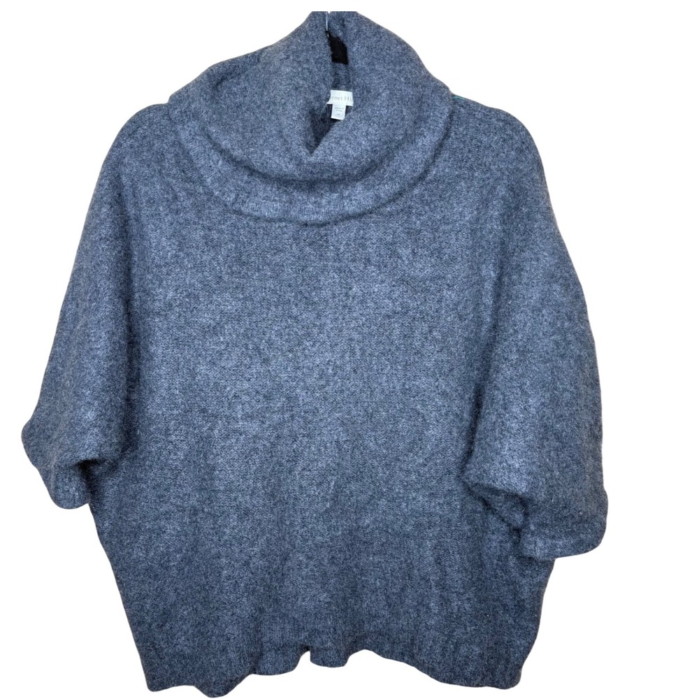 Garnet Hill Recycled Cashmere Cowl Neck Batwing Sweater Grey Womens Medium
